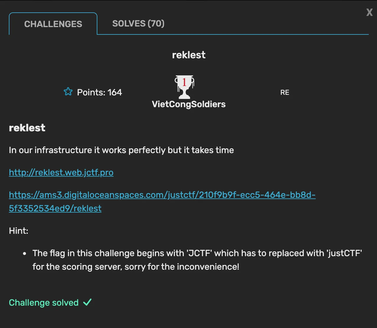 A screenshot of the competition task.